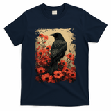 Gothic Raven Rose Enchanted Vintage Floral Crow T-Shirt