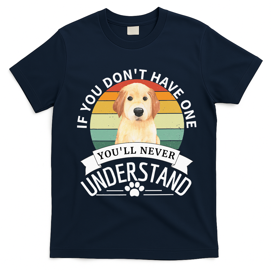 Golden Retriever Retro Vintage Dog Lovers T-Shirt - Navy Blue