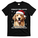 Golden Retriever With Christmas Hat For Funny Dog Christmas T-Shirt - Black