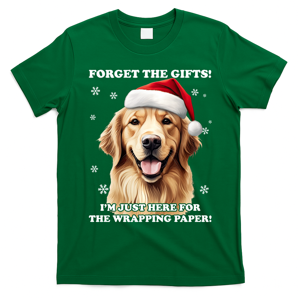 Golden Retriever With Christmas Hat For Funny Dog Christmas T-Shirt - Irish Green
