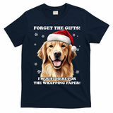 Golden Retriever With Christmas Hat For Funny Dog Christmas T-Shirt - Navy Blue