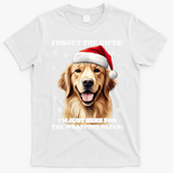Golden Retriever With Christmas Hat For Funny Dog Christmas T-Shirt - White