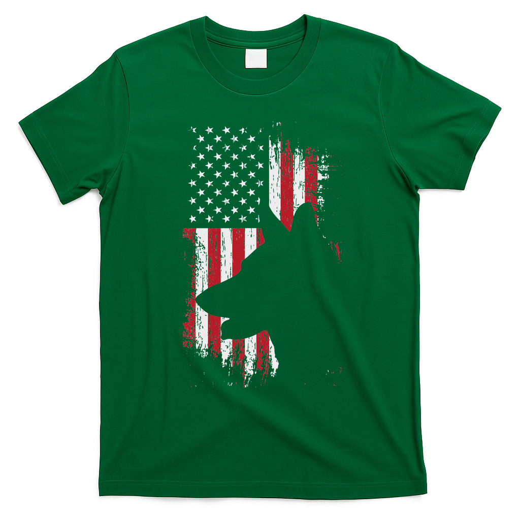 German Shepherd American Flag Usa Patriotic Dog Gift T-Shirt - Irish Green