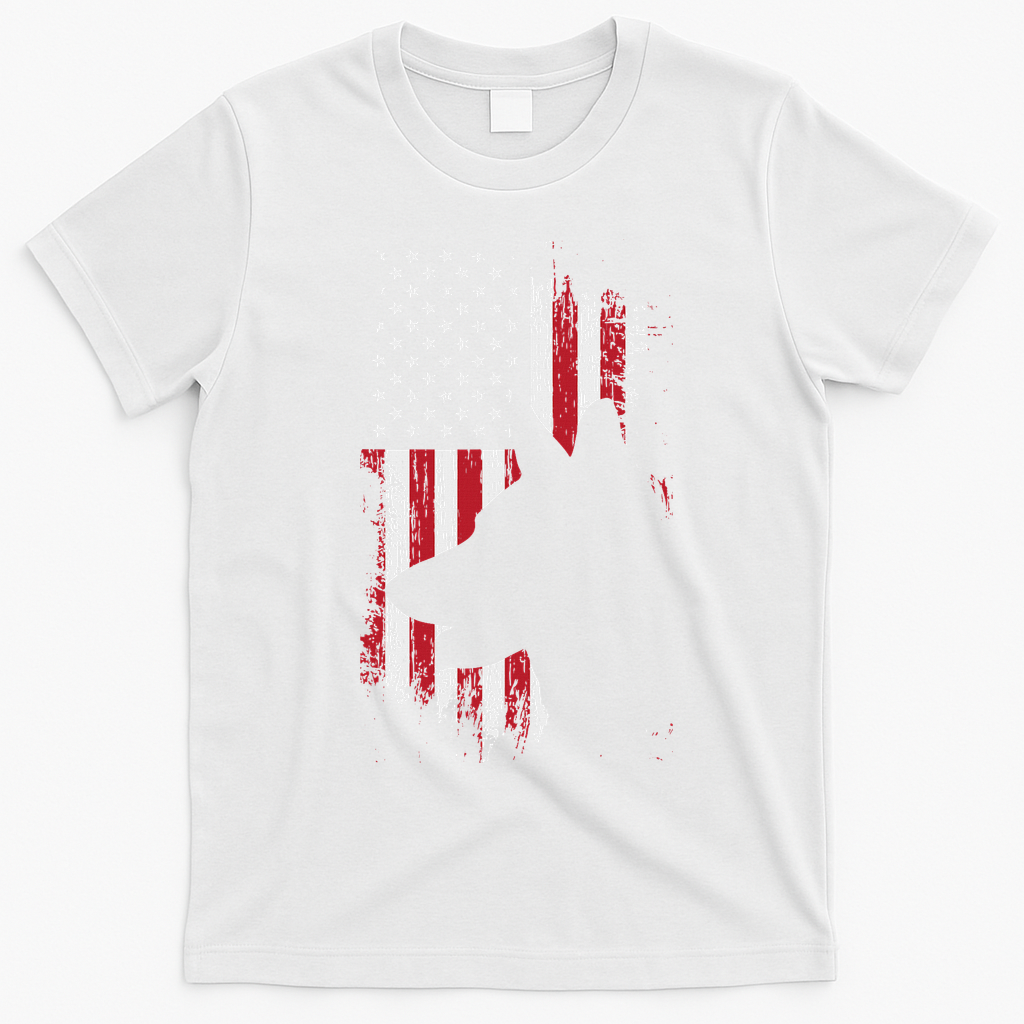 German Shepherd American Flag Usa Patriotic Dog Gift T-Shirt - White