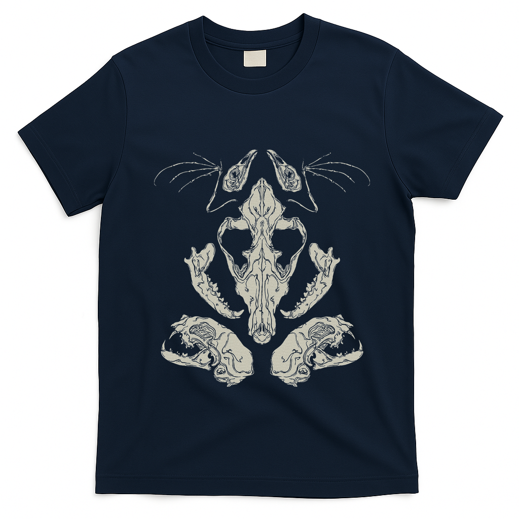 Goth Skulls & Bones Vulture Culture Taxidermy Gothic T-Shirt - Navy Blue