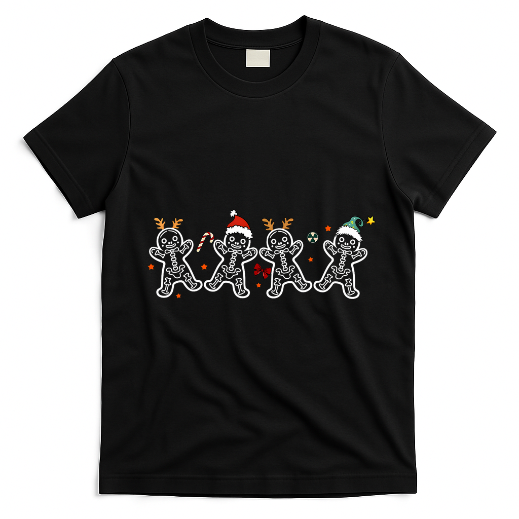 Gingerbread Skeleton Christmas Radiology Shir Xray Tech T-Shirt - Black