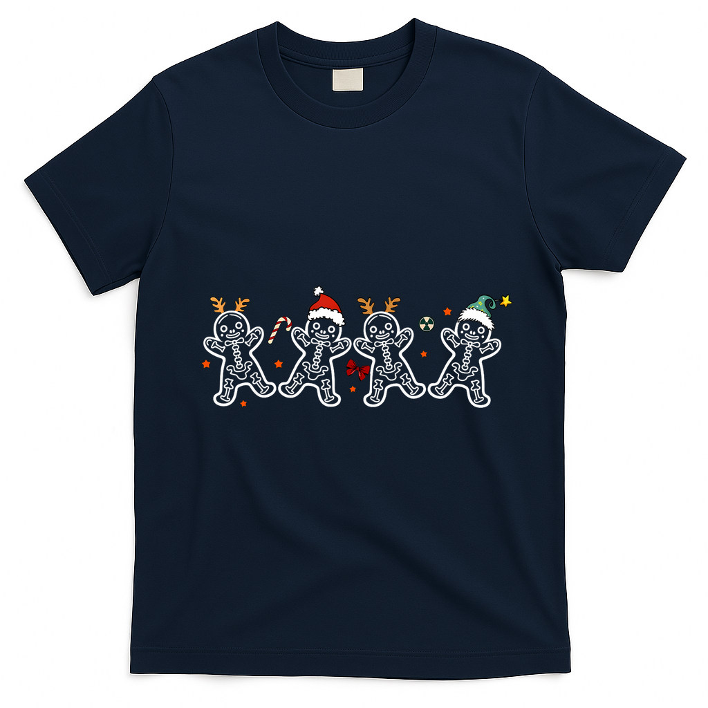Gingerbread Skeleton Christmas Radiology Shir Xray Tech T-Shirt - Navy Blue