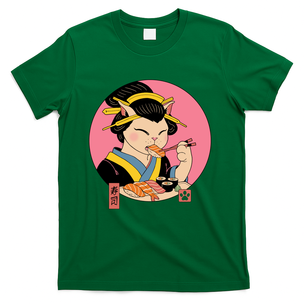 Geisha Sushi Cat - Green