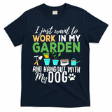 Gardening Shirts Dog Lover Gardener Garden Pet Gift Plants T-Shirt - Navy Blue