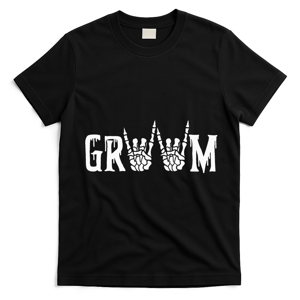 Gothic Skeleton Groom Wedding Just Married Spooky Halloween T-Shirt - Black