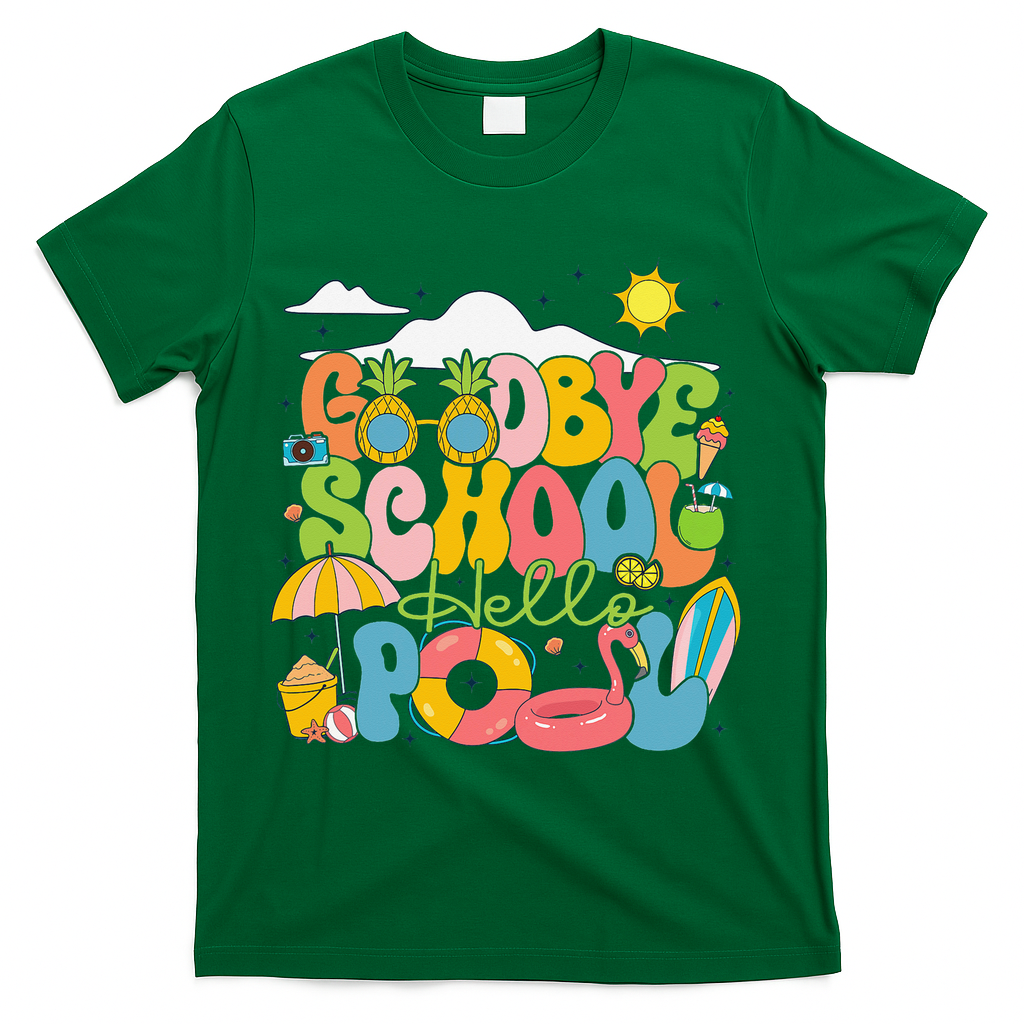 Goodbye School Hello Pool Schools Out For Summer Costume T-Shirt - Green