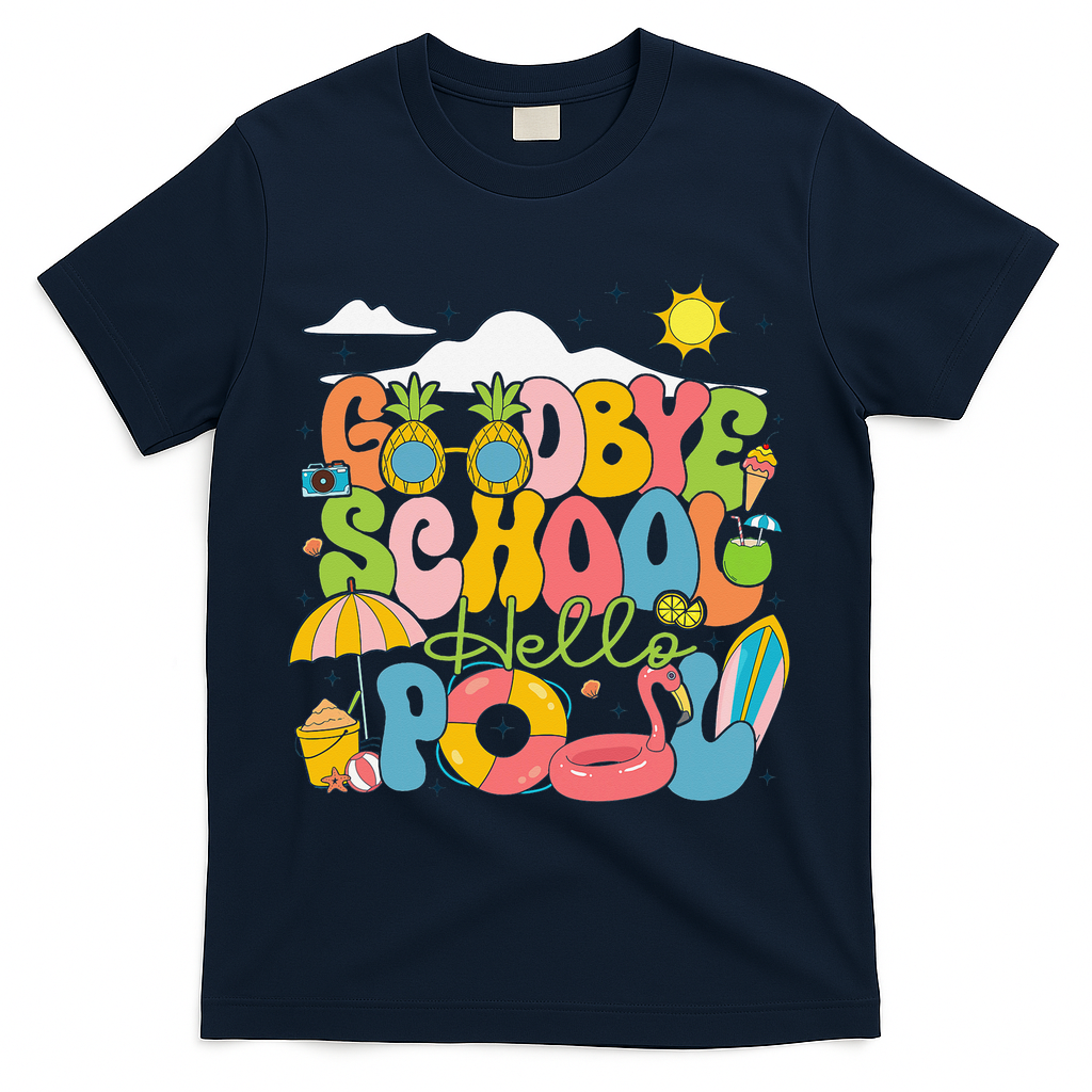 Goodbye School Hello Pool Schools Out For Summer Costume T-Shirt - Navy