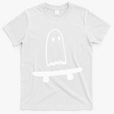 Ghost Skateboard Lazy Halloween Costume T-Shirt - White