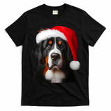 Greater Swiss Mountain Dog With Santa Hat Christmas Dog Mom Gift T-Shirt - Black