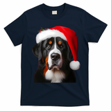 Greater Swiss Mountain Dog With Santa Hat Christmas Dog Mom Gift T-Shirt - Navy Blue