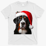 Greater Swiss Mountain Dog With Santa Hat Christmas Dog Mom Gift T-Shirt - White