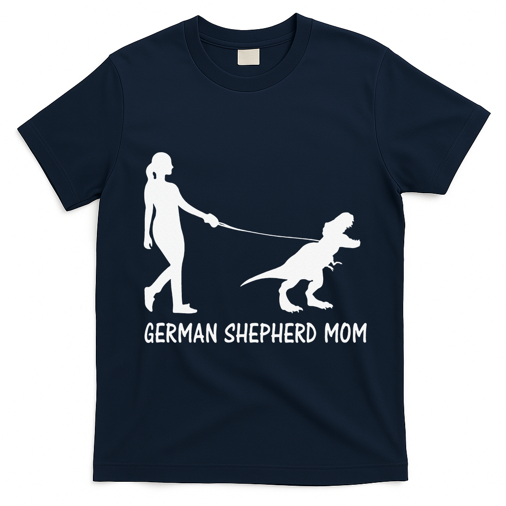 German Shepherd Mom Dinosaur GSD Owners Trex Mother T-Shirt - Navy Blue