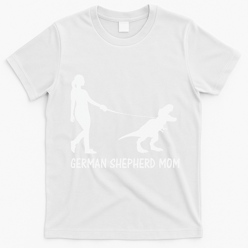 German Shepherd Mom Dinosaur GSD Owners Trex Mother T-Shirt - White