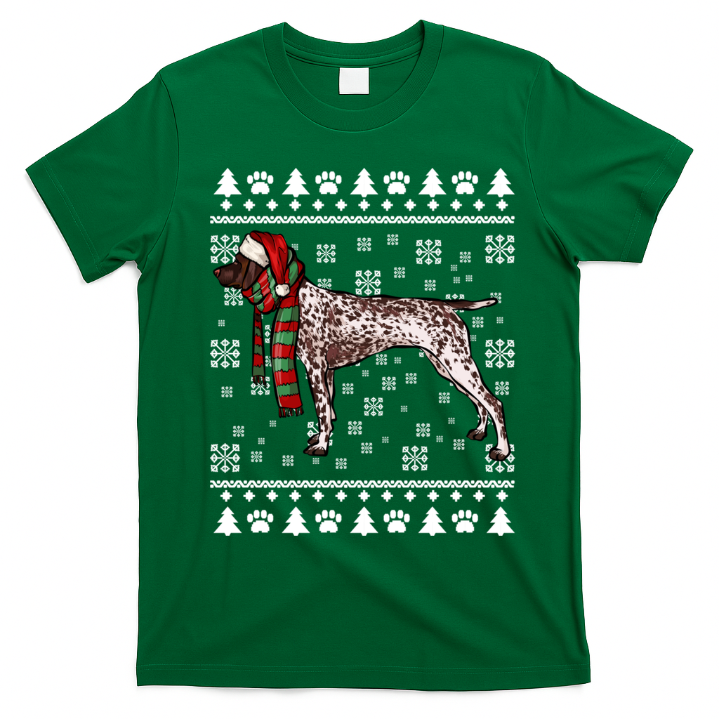 Ger Shorthaired Pointer Dog Santa Hat Xmas Ugly Christmas Meaningful Gift T-Shirt - Irish Green