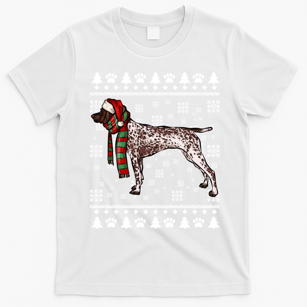 Ger Shorthaired Pointer Dog Santa Hat Xmas Ugly Christmas Meaningful Gift T-Shirt - White