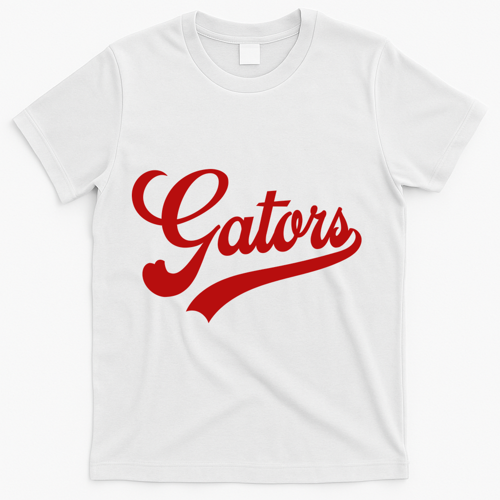Gators School Spirit Mascot Logo Team Sports T-Shirt - White