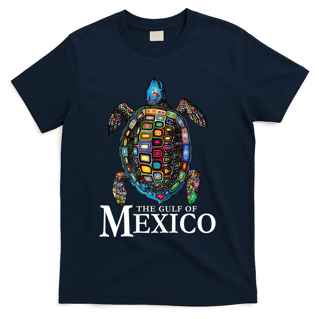 Graphic Sea Turtle Gulf Of Mexico Never Forget Trump T-Shirt - Navy