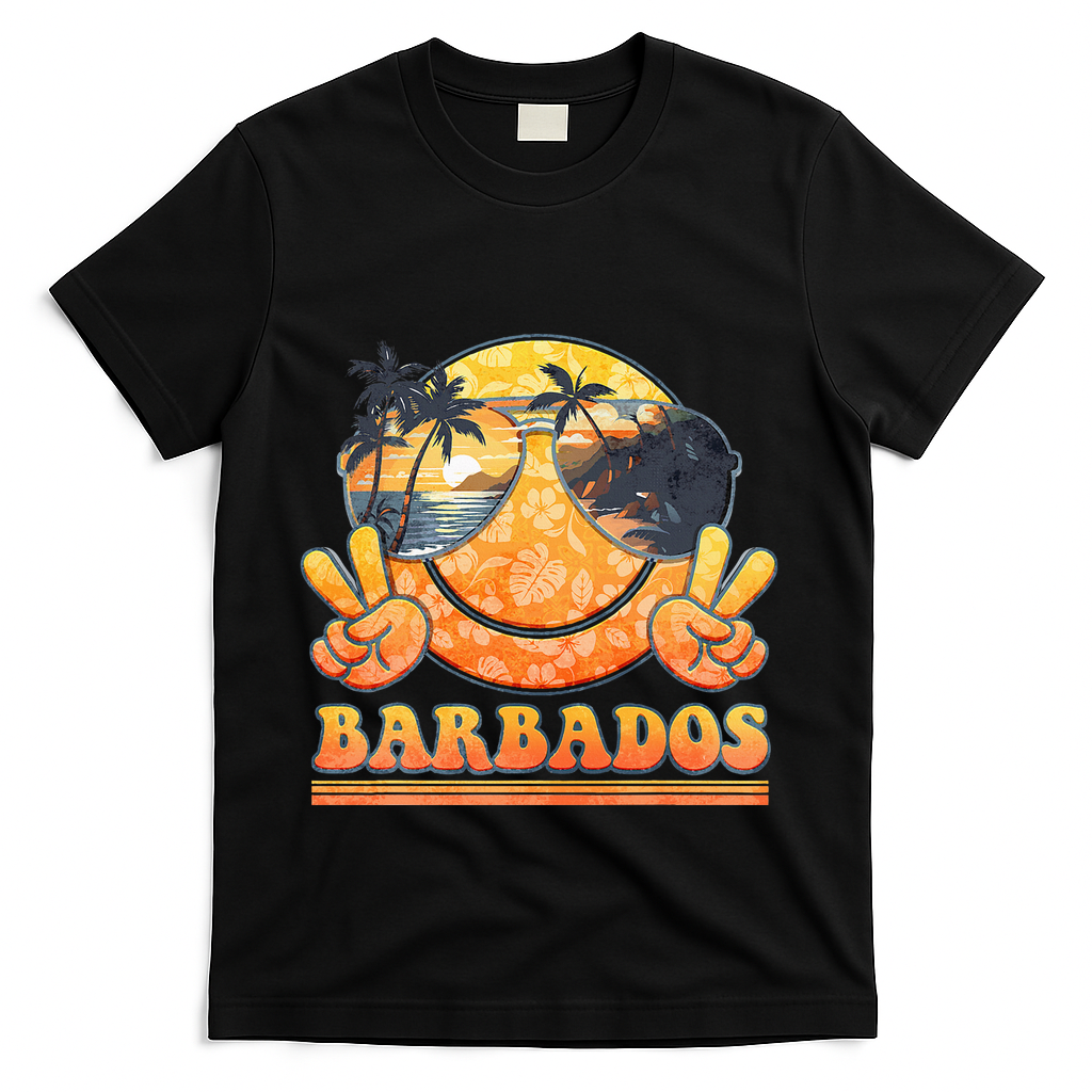 Groovy Summer Vacation Barbados Beach T-Shirt - Black