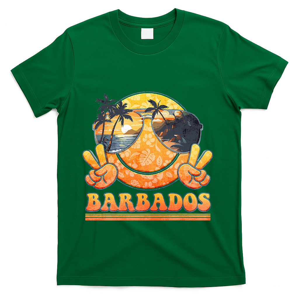 Groovy Summer Vacation Barbados Beach T-Shirt - Green