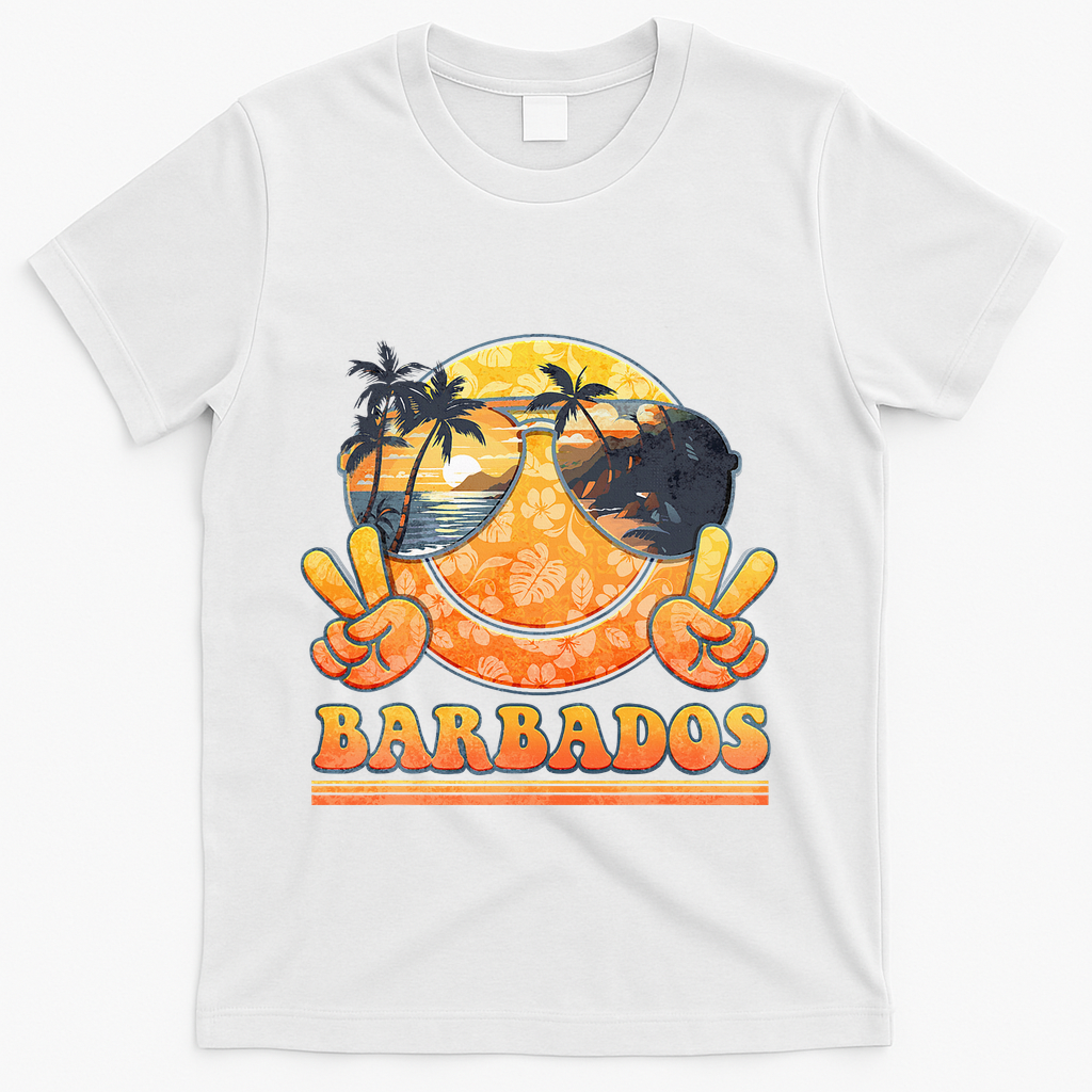 Groovy Summer Vacation Barbados Beach T-Shirt - White