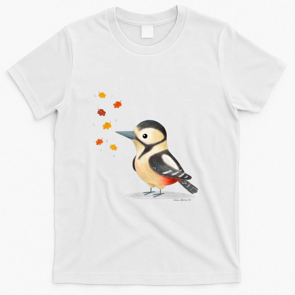 Great Spotted Woodpecker in the fall - White