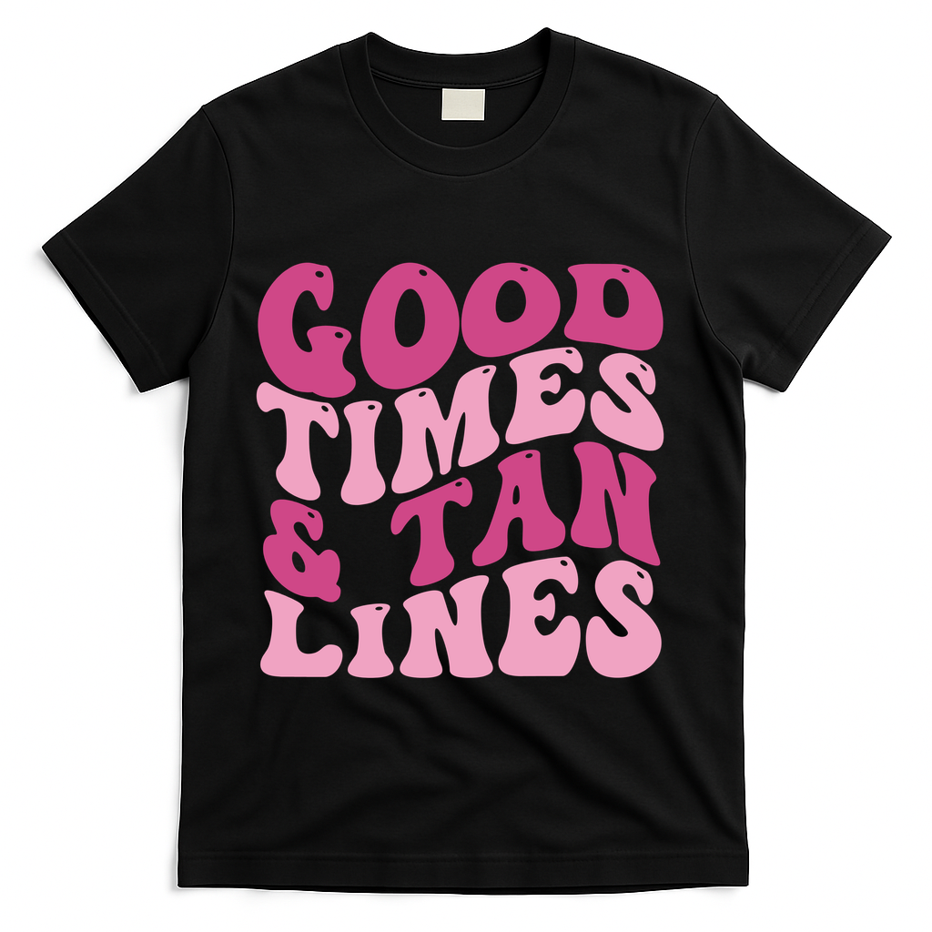 Good Times And Tan Lines Summer Groovy T-Shirt - Black