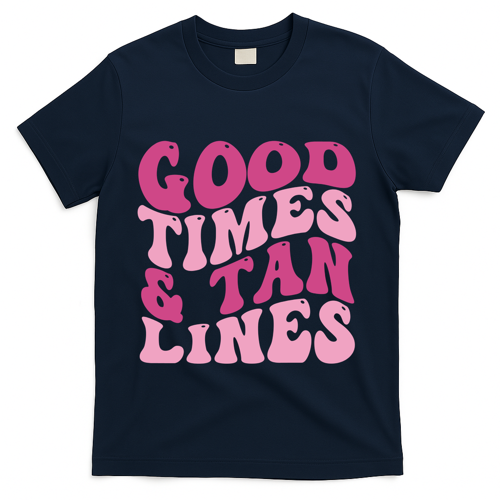 Good Times And Tan Lines Summer Groovy T-Shirt - Navy