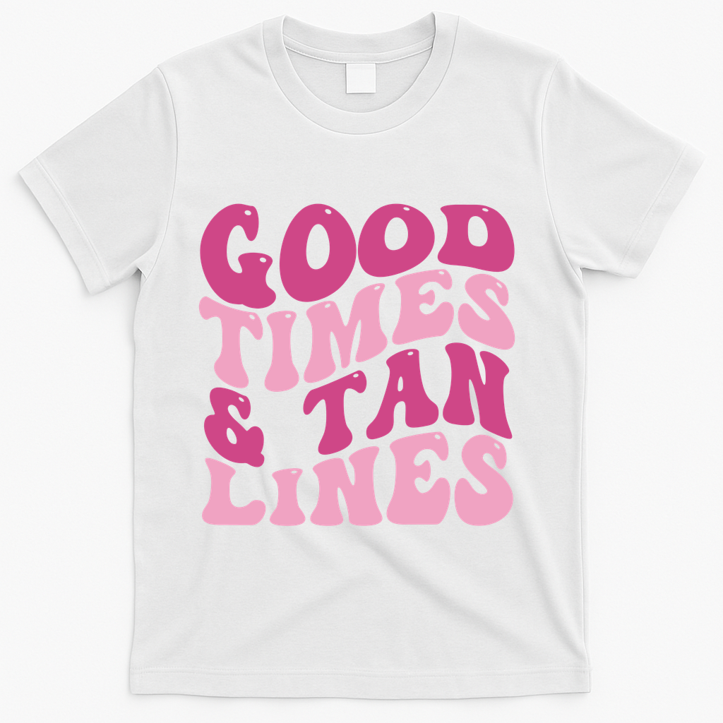 Good Times And Tan Lines Summer Groovy T-Shirt - White