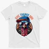 Give Thanks Bro Turkey Thankful Thanksgiving T-Shirt - White