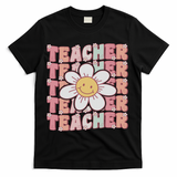 Groovy Teacher Cute 70s Daisy Flower Retro Back To School T-Shirt - Black