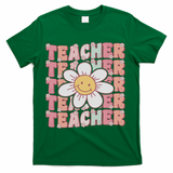 Groovy Teacher Cute 70s Daisy Flower Retro Back To School T-Shirt - Green