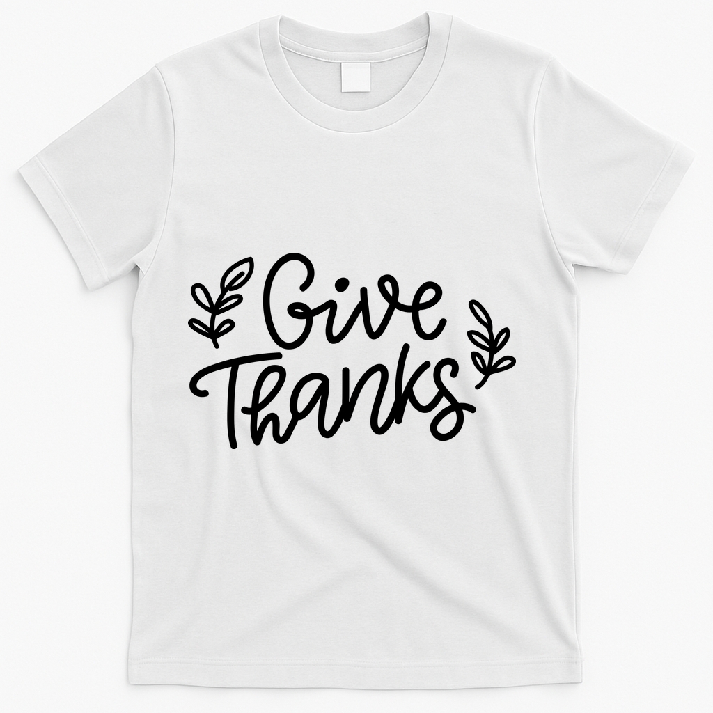 Give Thanks Holiday Thanksgiving T-Shirt - White