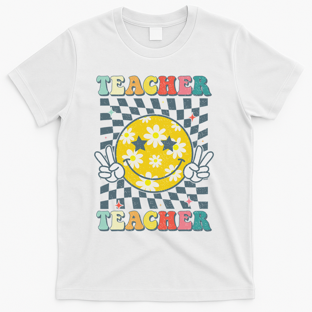 Groovy Teacher Inspirational Colorful Back To School T-Shirt - White