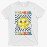 Groovy Teacher Inspirational Colorful Back To School T-Shirt - White