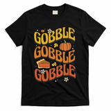 Gobble Turkey Retro Thanksgiving Fall T-Shirt - Black