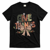 Give Thanks Thankful Coquette Thanksgiving T-Shirt - Black