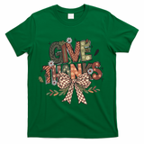 Give Thanks Thankful Coquette Thanksgiving T-Shirt - Green