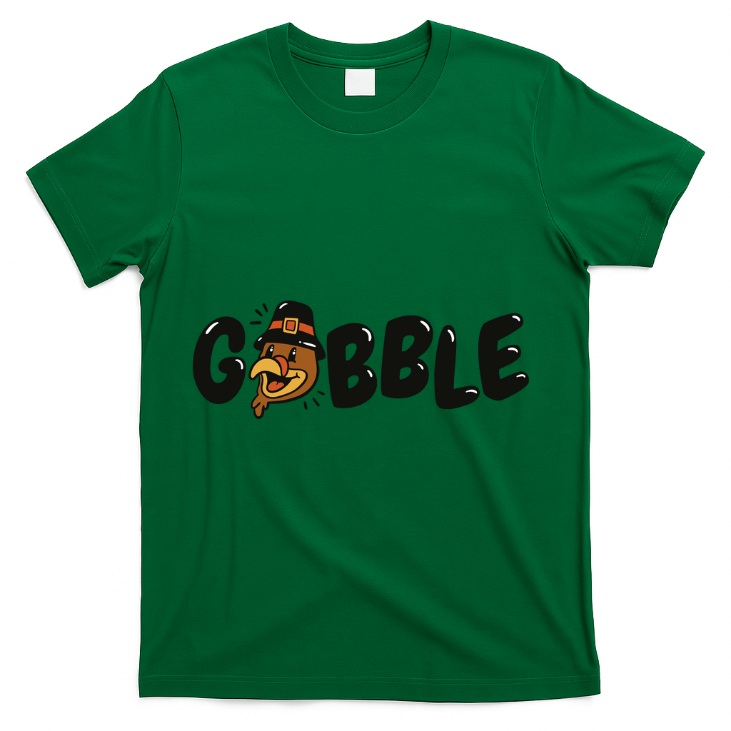 Gobble Turkey Thanksgiving Holiday Cute T-Shirt - Green