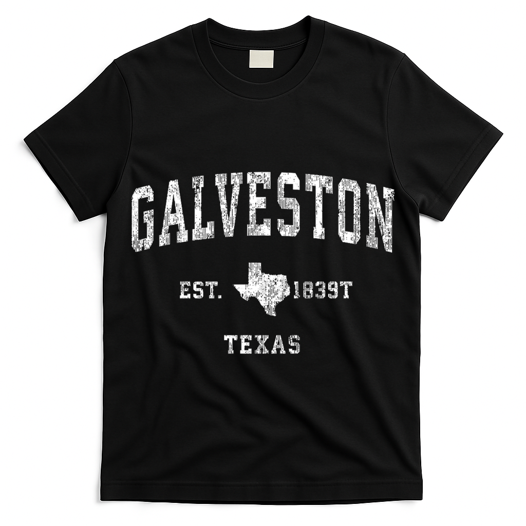 Galveston Texas Tx Vintage Established Athletic Sports Design T-Shirt
