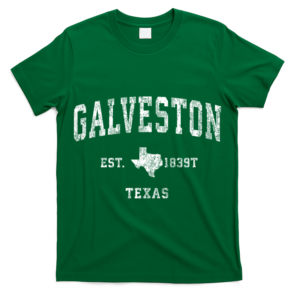 Galveston Texas Tx Vintage Established Athletic Sports Design T-Shirt