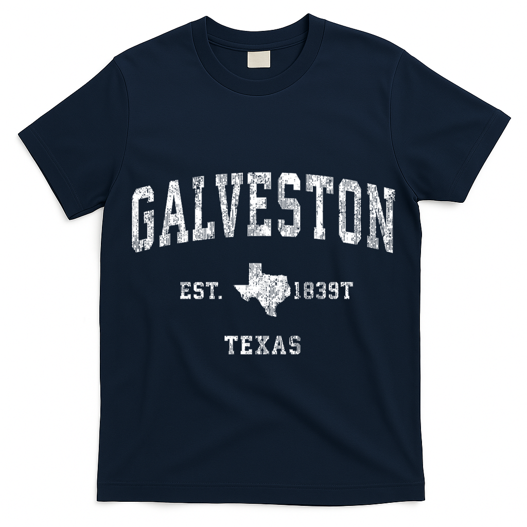 Galveston Texas Tx Vintage Established Athletic Sports Design T-Shirt