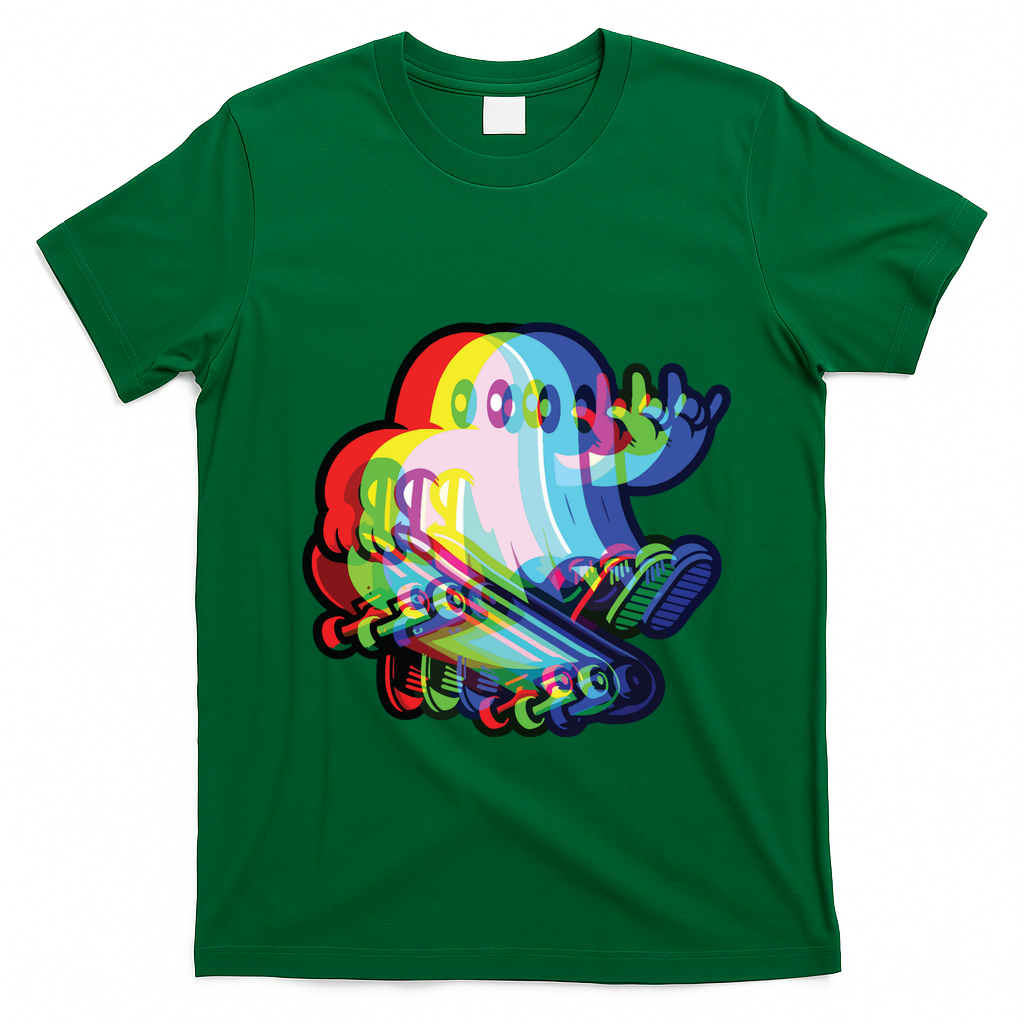Ghost Trippy Vaporwave Halloween Techno Rave Edm Music Party T-Shirt - Irish Green