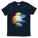 Ghost Trippy Vaporwave Halloween Techno Rave Edm Music Party T-Shirt - Navy Blue