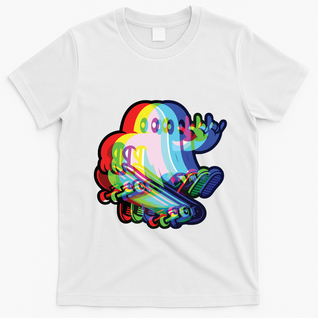 Ghost Trippy Vaporwave Halloween Techno Rave Edm Music Party T-Shirt - White