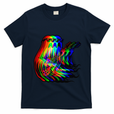 Ghost Trippy Vaporwave Electric Guitar Halloween Rock Music T-Shirt - Navy Blue